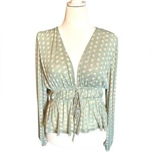 Madison & Berkeley Pistachio Green Mesh Polka Dot Blouse Size L